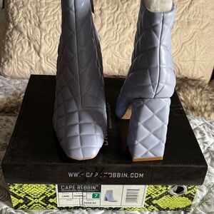 Cape Robbin Quilted Heeled Boots - Soft Blue